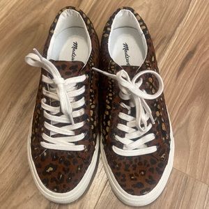 Madewell Sidewalk Low-Top Sneakers in Painted Leopard Colorblock Calf Hair